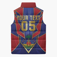 Custom Afro-Haitians Football Sleeveless Puffer Jacket Haitian Palm Tree Unique Style