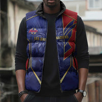 Custom Afro-Haitians Football Sleeveless Puffer Jacket Haitian Palm Tree Unique Style