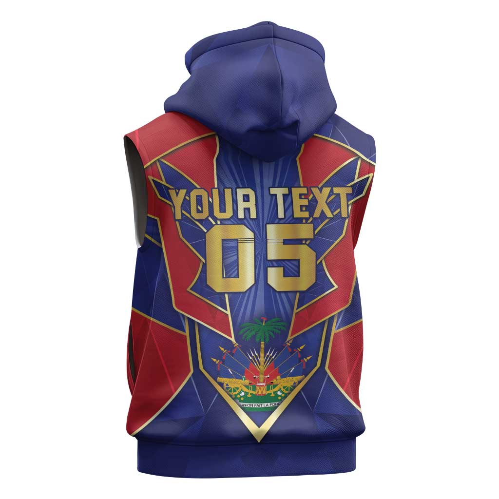 Custom Afro-Haitians Football Sleeveless Zip Hoodie Haitian Palm Tree Unique Style