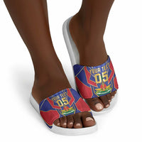 Custom Afro-Haitians Football Slide Sandals Haitian Palm Tree Unique Style