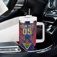 Custom Afro-Haitians Football Tumbler With Handle Haitian Palm Tree Unique Style