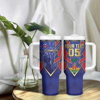 Custom Afro-Haitians Football Tumbler With Handle Haitian Palm Tree Unique Style