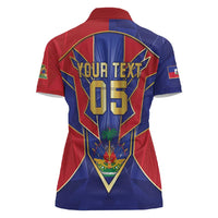 Custom Afro-Haitians Football Women Polo Shirt Haitian Palm Tree Unique Style