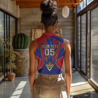 Custom Afro-Haitians Football Women Sleeveless Polo Shirt Haitian Palm Tree Unique Style