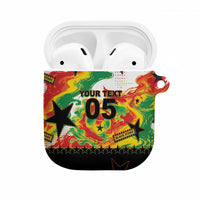Custom Ghana Football AirPods Case African Pride Flag Colors Flame