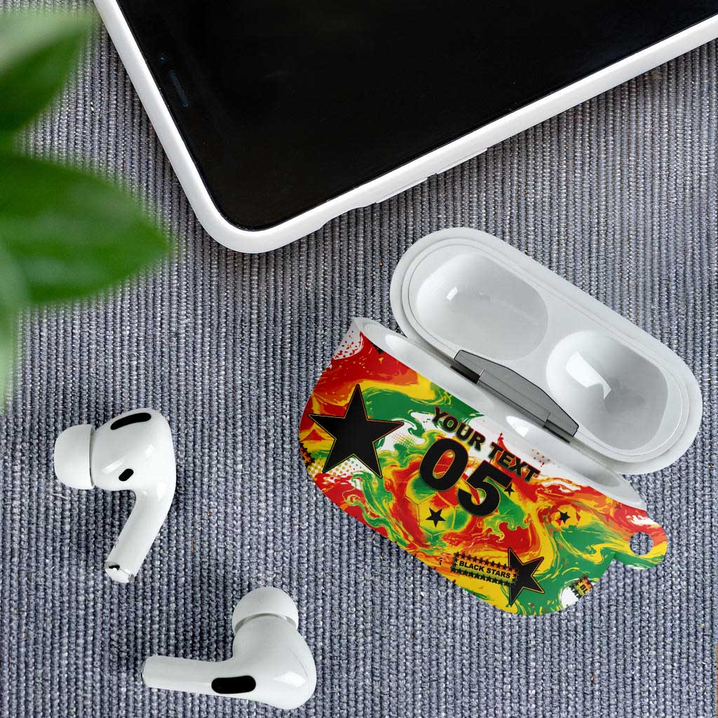 Custom Ghana Football AirPods Case African Pride Flag Colors Flame