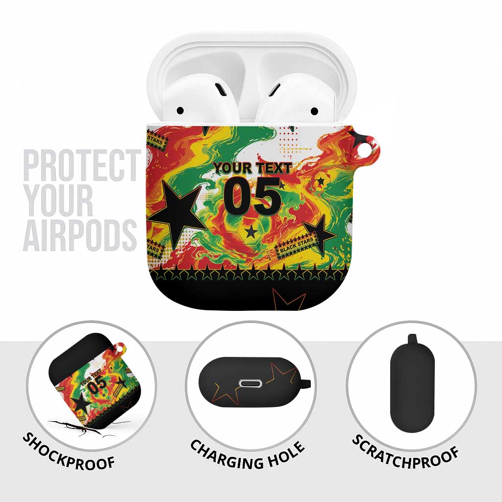 Custom Ghana Football AirPods Case African Pride Flag Colors Flame