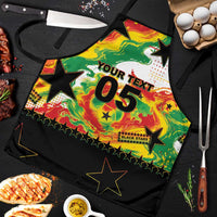 Custom Ghana Football Apron African Pride Flag Colors Flame
