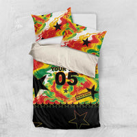 Custom Ghana Football Bedding Set African Pride Flag Colors Flame