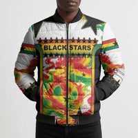 Custom Ghana Football Bomber Puffer Jacket African Pride Flag Colors Flame