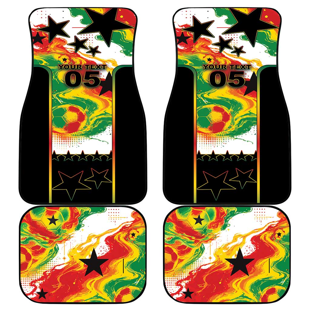 Custom Ghana Football Car Mats African Pride Flag Colors Flame