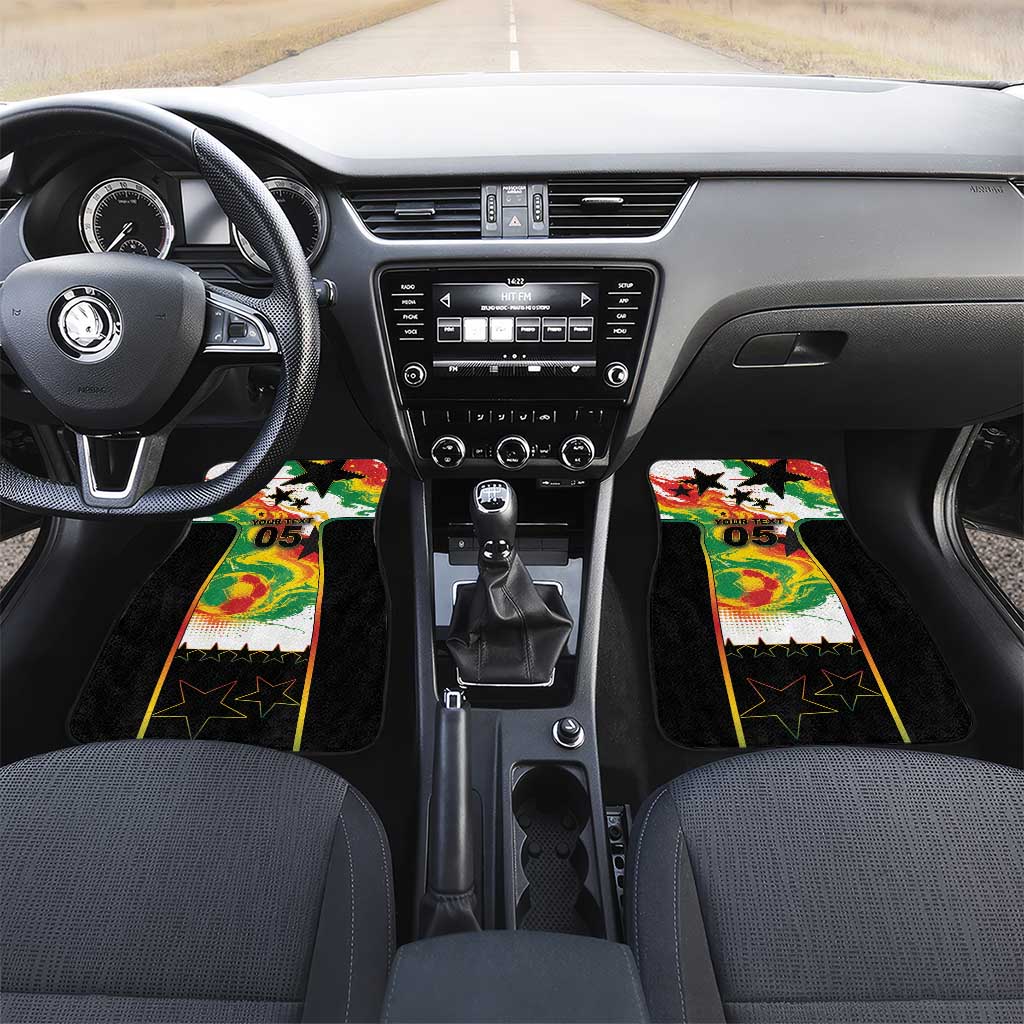 Custom Ghana Football Car Mats African Pride Flag Colors Flame