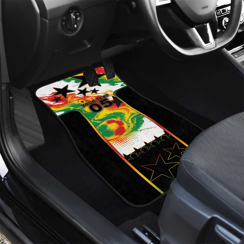 Custom Ghana Football Car Mats African Pride Flag Colors Flame