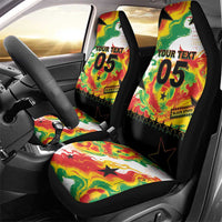 Custom Ghana Football Car Seat Cover African Pride Flag Colors Flame