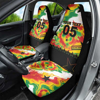 Custom Ghana Football Car Seat Cover African Pride Flag Colors Flame