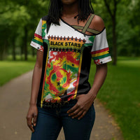 Custom Ghana Football Cross Shoulder Shirt African Pride Flag Colors Flame