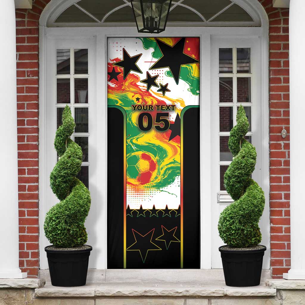 Custom Ghana Football Door Cover African Pride Flag Colors Flame