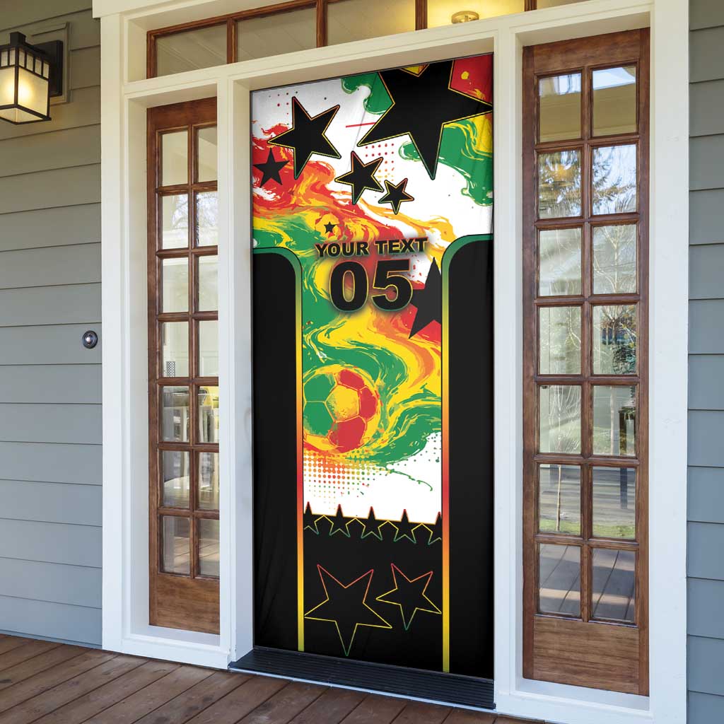 Custom Ghana Football Door Cover African Pride Flag Colors Flame