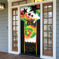 Custom Ghana Football Door Cover African Pride Flag Colors Flame