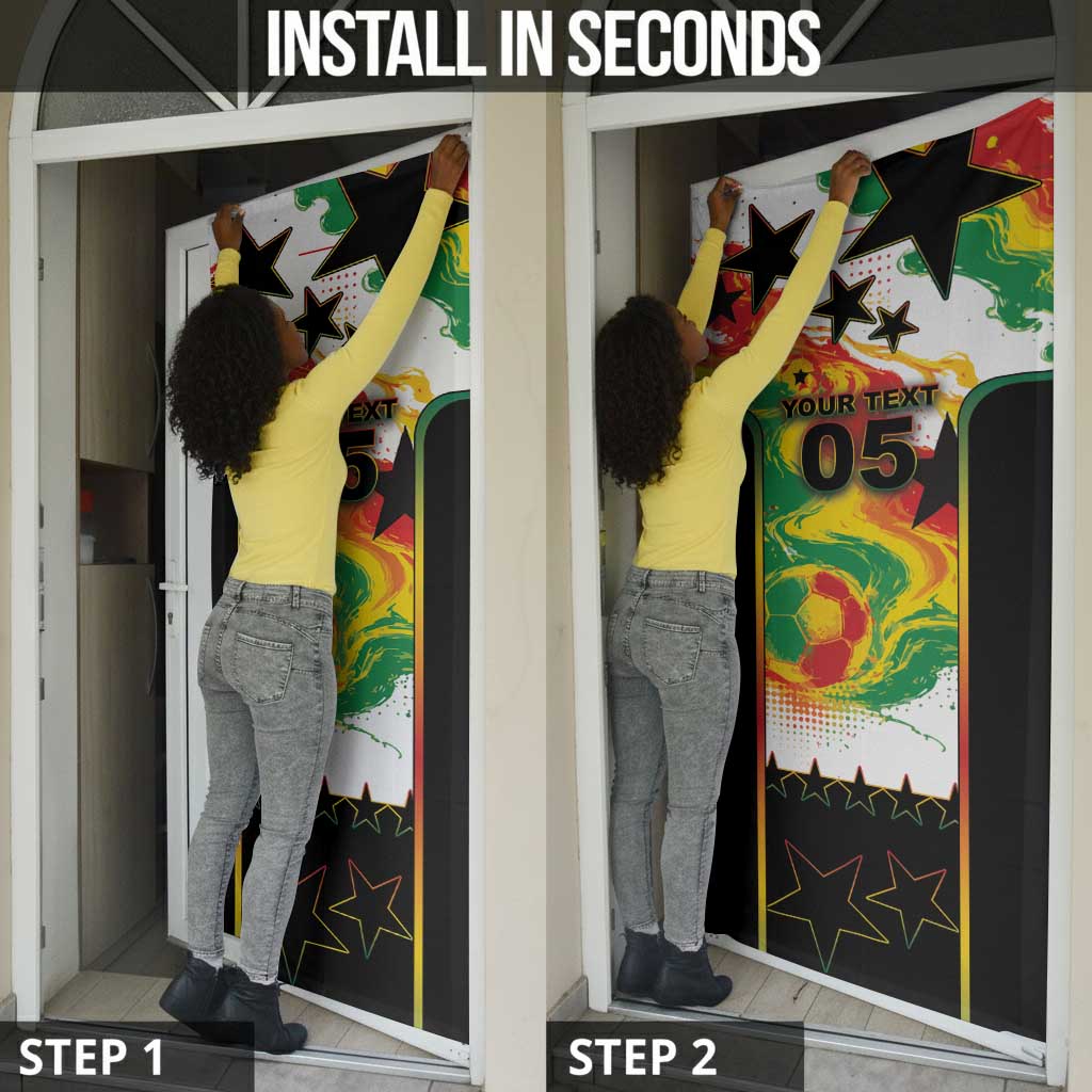 Custom Ghana Football Door Cover African Pride Flag Colors Flame
