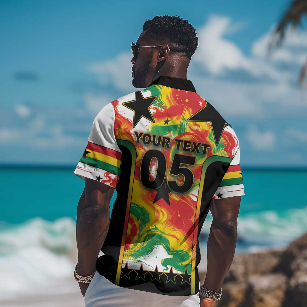 Custom Ghana Football Hawaiian Shirt African Pride Flag Colors Flame