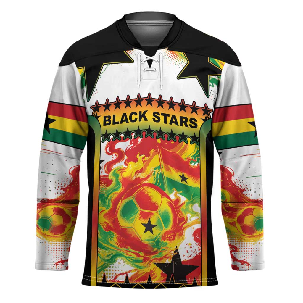 Custom Ghana Football Hockey Jersey African Pride Flag Colors Flame