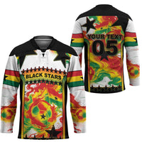 Custom Ghana Football Hockey Jersey African Pride Flag Colors Flame
