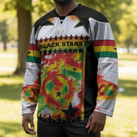 Custom Ghana Football Hockey Jersey African Pride Flag Colors Flame