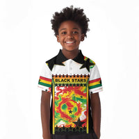 Custom Ghana Football Kid Polo Shirt African Pride Flag Colors Flame
