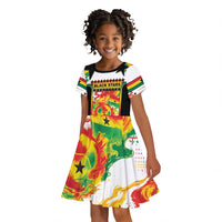 Custom Ghana Football Kid Short Sleeve Dress African Pride Flag Colors Flame