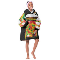 Custom Ghana Football Kid Wearable Blanket Hoodie African Pride Flag Colors Flame