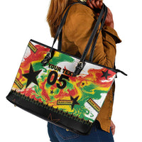 Custom Ghana Football Leather Tote Bag African Pride Flag Colors Flame