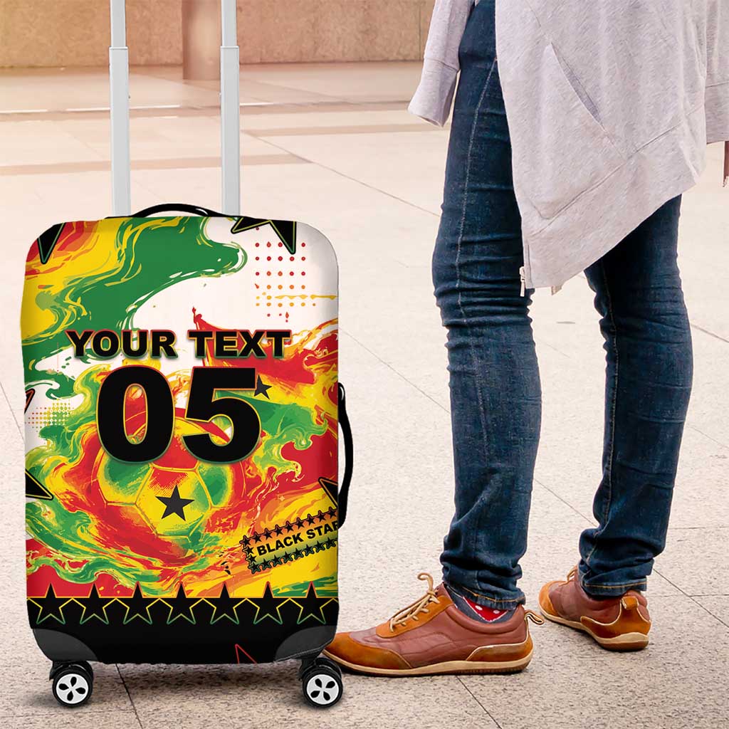 Custom Ghana Football Luggage Cover African Pride Flag Colors Flame