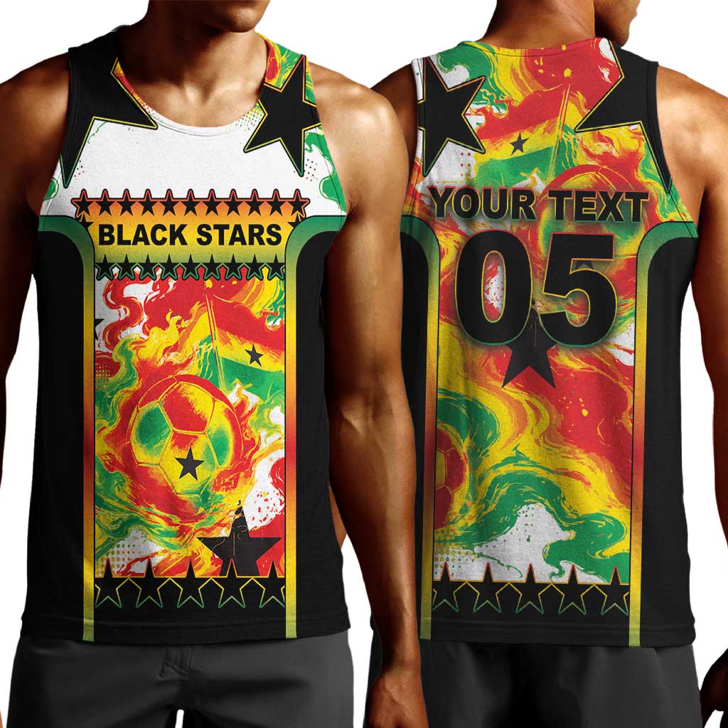 Custom Ghana Football Men Tank Top African Pride Flag Colors Flame