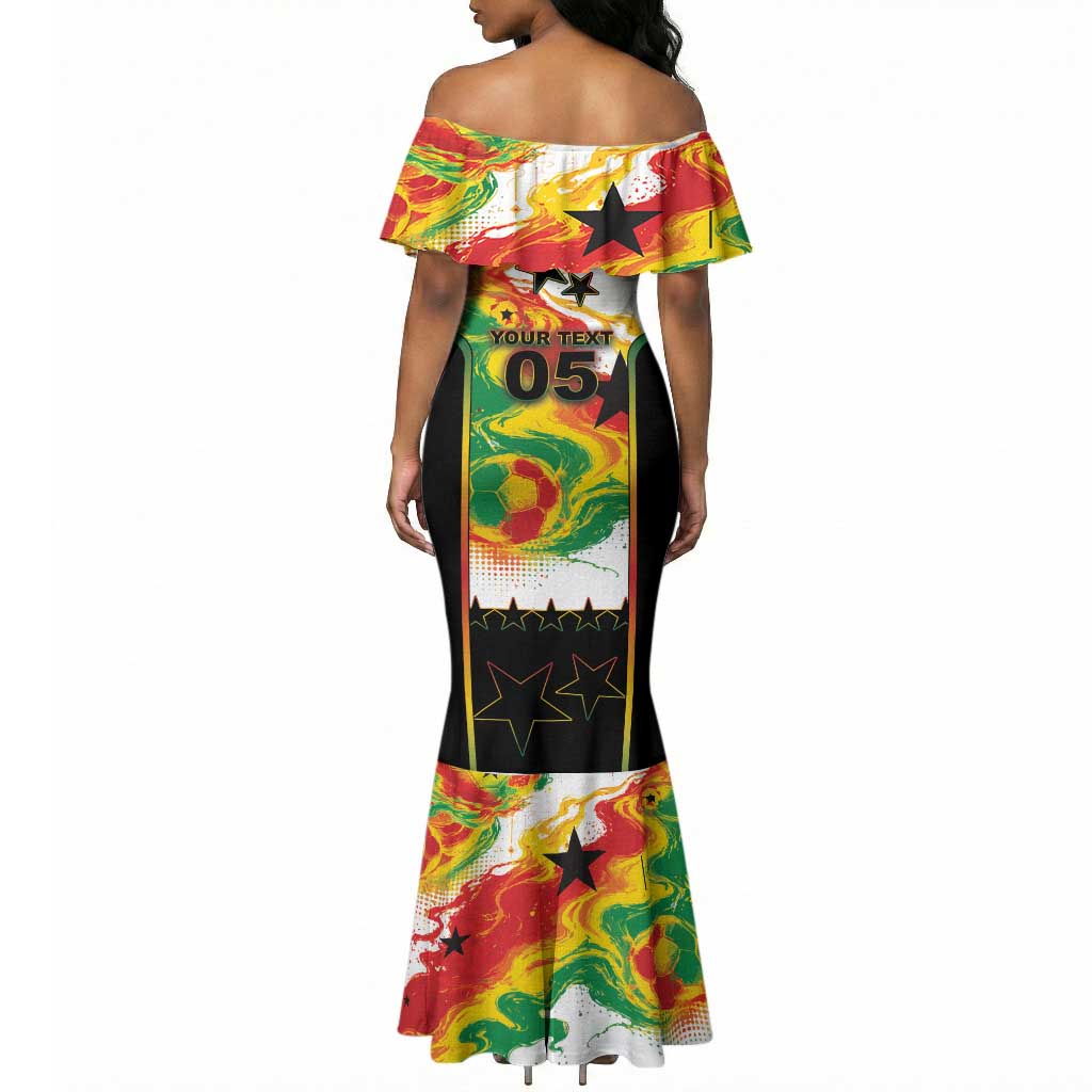 Custom Ghana Football Mermaid Dress African Pride Flag Colors Flame