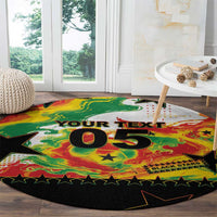 Custom Ghana Football Round Carpet African Pride Flag Colors Flame