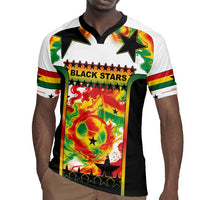 Custom Ghana Football Rugby Jersey African Pride Flag Colors Flame
