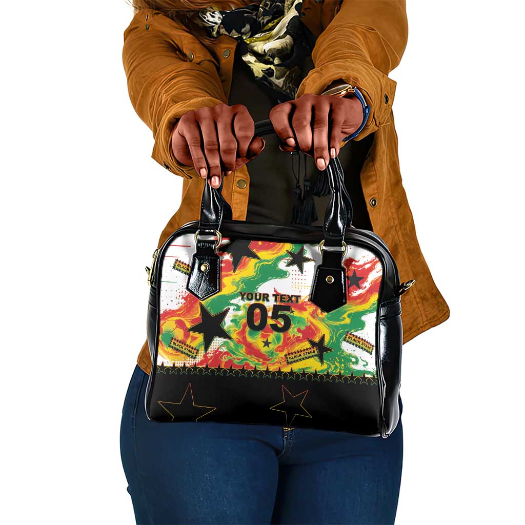 Custom Ghana Football Shoulder Handbag African Pride Flag Colors Flame