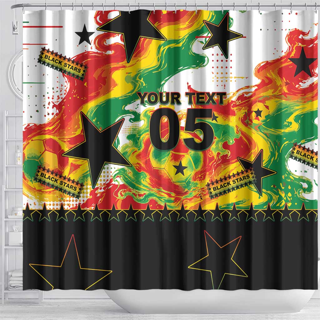 Custom Ghana Football Shower Curtain African Pride Flag Colors Flame