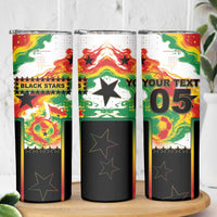 Custom Ghana Football Skinny Tumbler African Pride Flag Colors Flame