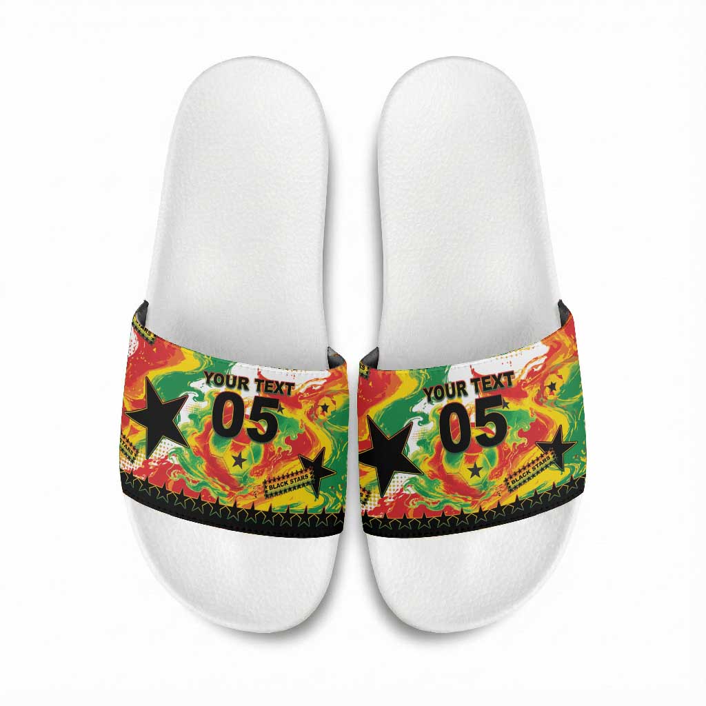 Custom Ghana Football Slide Sandals African Pride Flag Colors Flame