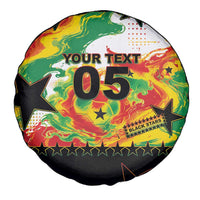 Custom Ghana Football Spare Tire Cover African Pride Flag Colors Flame