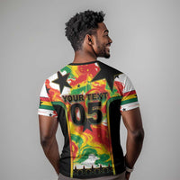 Custom Ghana Football T shirt African Pride Flag Colors Flame