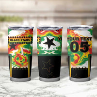 Custom Ghana Football Tumbler Cup African Pride Flag Colors Flame