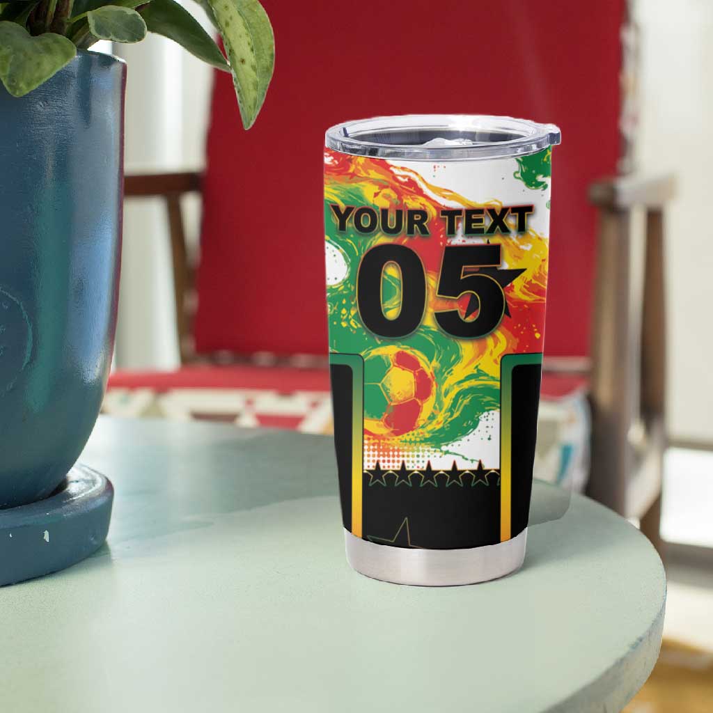 Custom Ghana Football Tumbler Cup African Pride Flag Colors Flame