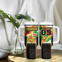 Custom Ghana Football Tumbler With Handle African Pride Flag Colors Flame