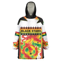 Custom Ghana Football Wearable Blanket Hoodie African Pride Flag Colors Flame