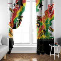 Custom Ghana Football Window Curtain African Pride Flag Colors Flame