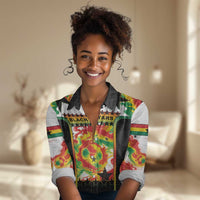 Custom Ghana Football Women Casual Shirt African Pride Flag Colors Flame