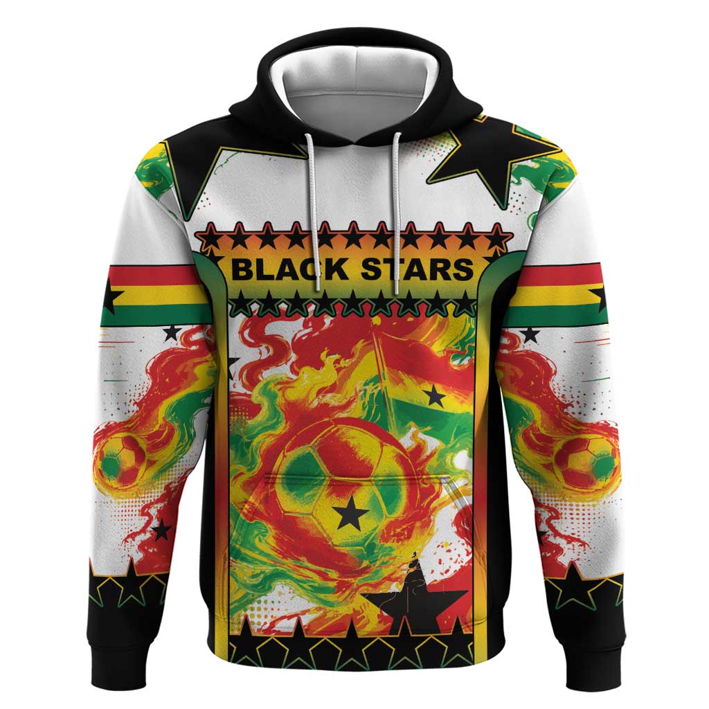 Custom Ghana Football Zip Hoodie African Pride Flag Colors Flame